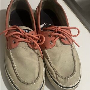 Sperry Men's Beige and Coral Boat Shoes